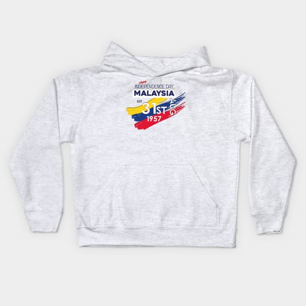 Happy Independence Day Celebration Malaysia Kids Hoodie by alzo